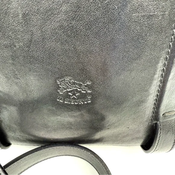 IL Bisonte‎ Crossbody Saddle Bag Black Italian Leather Handbag Purse Made Italy - Picture 4 of 16